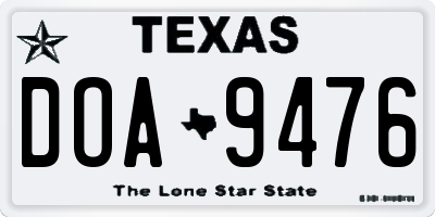 TX license plate DOA9476