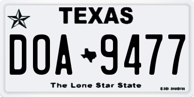 TX license plate DOA9477