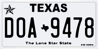 TX license plate DOA9478