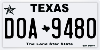 TX license plate DOA9480