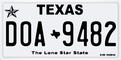 TX license plate DOA9482