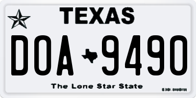 TX license plate DOA9490