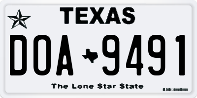 TX license plate DOA9491