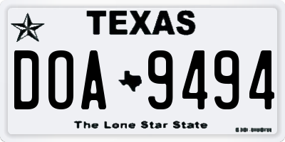 TX license plate DOA9494