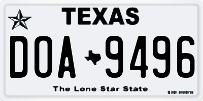 TX license plate DOA9496