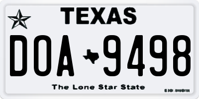 TX license plate DOA9498