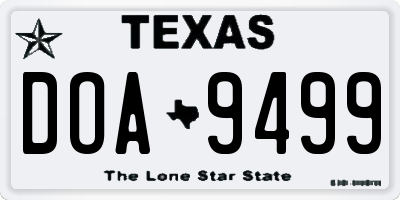 TX license plate DOA9499