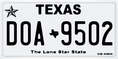 TX license plate DOA9502