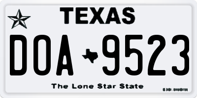 TX license plate DOA9523
