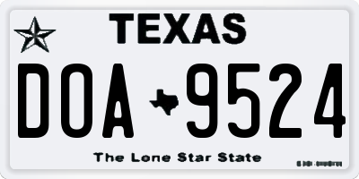 TX license plate DOA9524