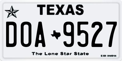 TX license plate DOA9527