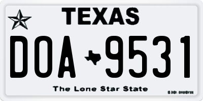 TX license plate DOA9531