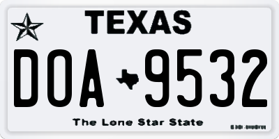 TX license plate DOA9532