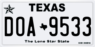 TX license plate DOA9533