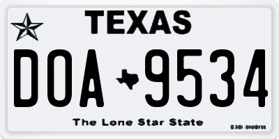 TX license plate DOA9534