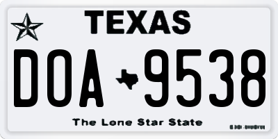 TX license plate DOA9538