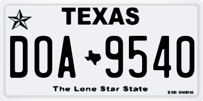 TX license plate DOA9540