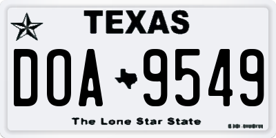 TX license plate DOA9549