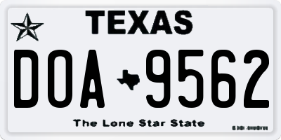 TX license plate DOA9562