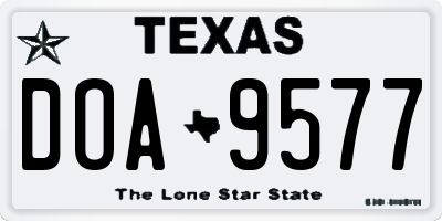 TX license plate DOA9577