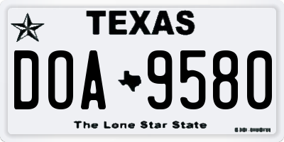 TX license plate DOA9580