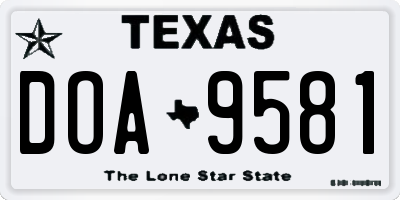 TX license plate DOA9581