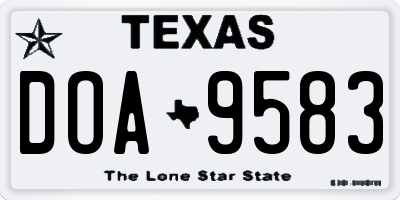 TX license plate DOA9583