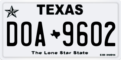 TX license plate DOA9602