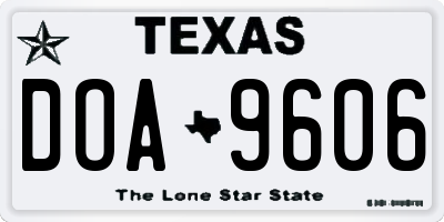 TX license plate DOA9606