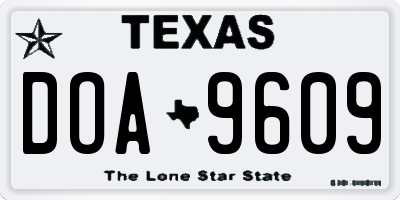 TX license plate DOA9609