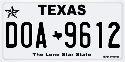 TX license plate DOA9612