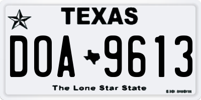 TX license plate DOA9613