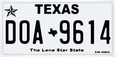TX license plate DOA9614