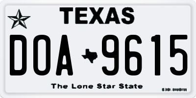 TX license plate DOA9615