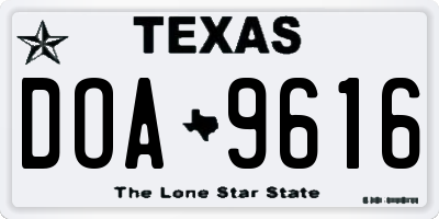 TX license plate DOA9616