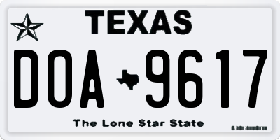 TX license plate DOA9617