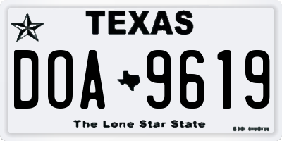 TX license plate DOA9619