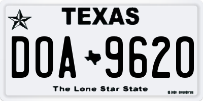 TX license plate DOA9620