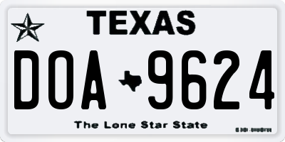 TX license plate DOA9624