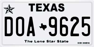 TX license plate DOA9625