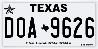 TX license plate DOA9626