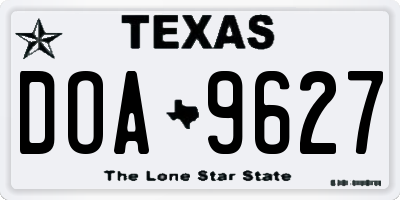 TX license plate DOA9627