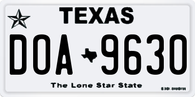 TX license plate DOA9630