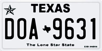 TX license plate DOA9631