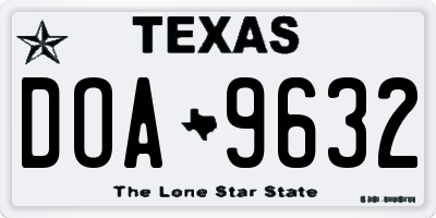 TX license plate DOA9632