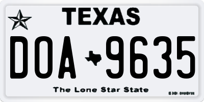 TX license plate DOA9635