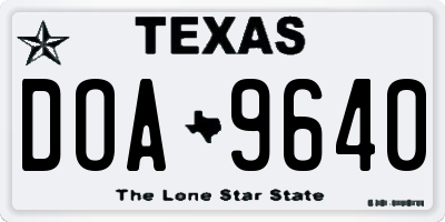 TX license plate DOA9640