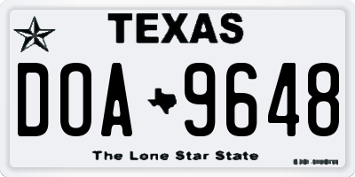 TX license plate DOA9648