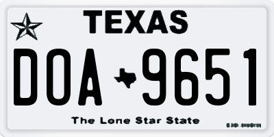 TX license plate DOA9651