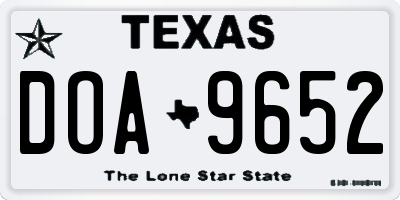 TX license plate DOA9652